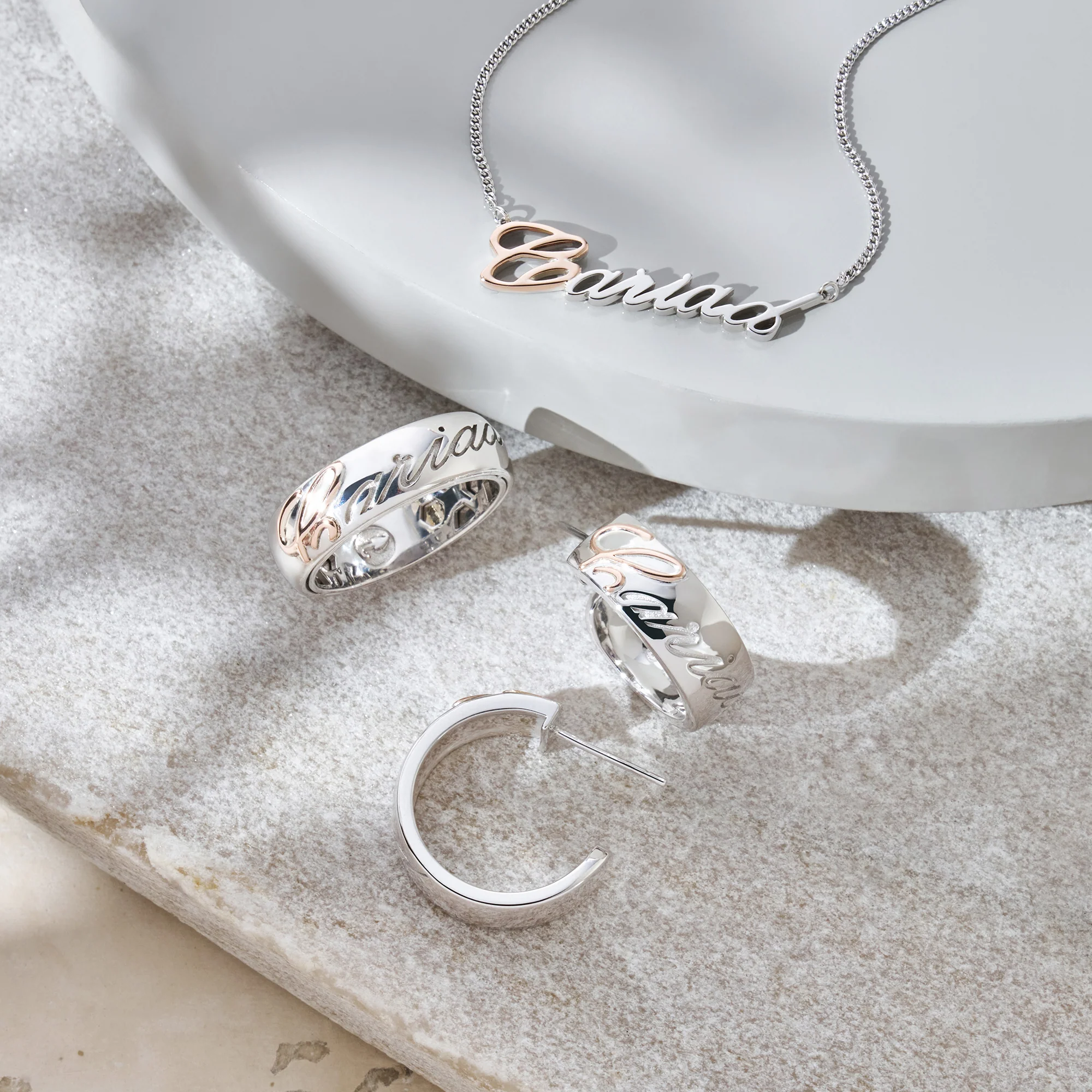 Cariad® Silver Half-Hoop Earrings - Image 2