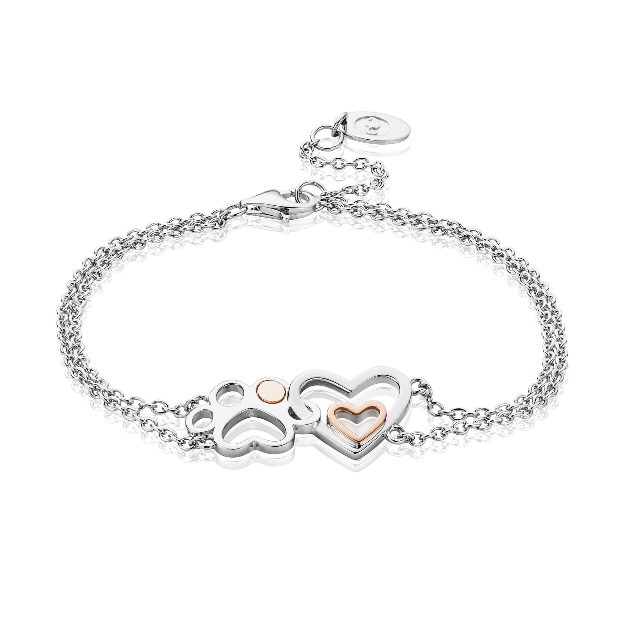 Paw Prints on My Heart Silver Bracelet