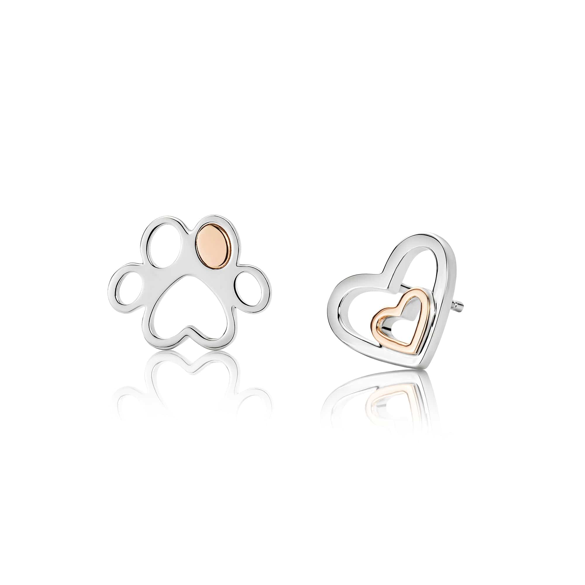 Paw Prints on My Heart Silver Earrings