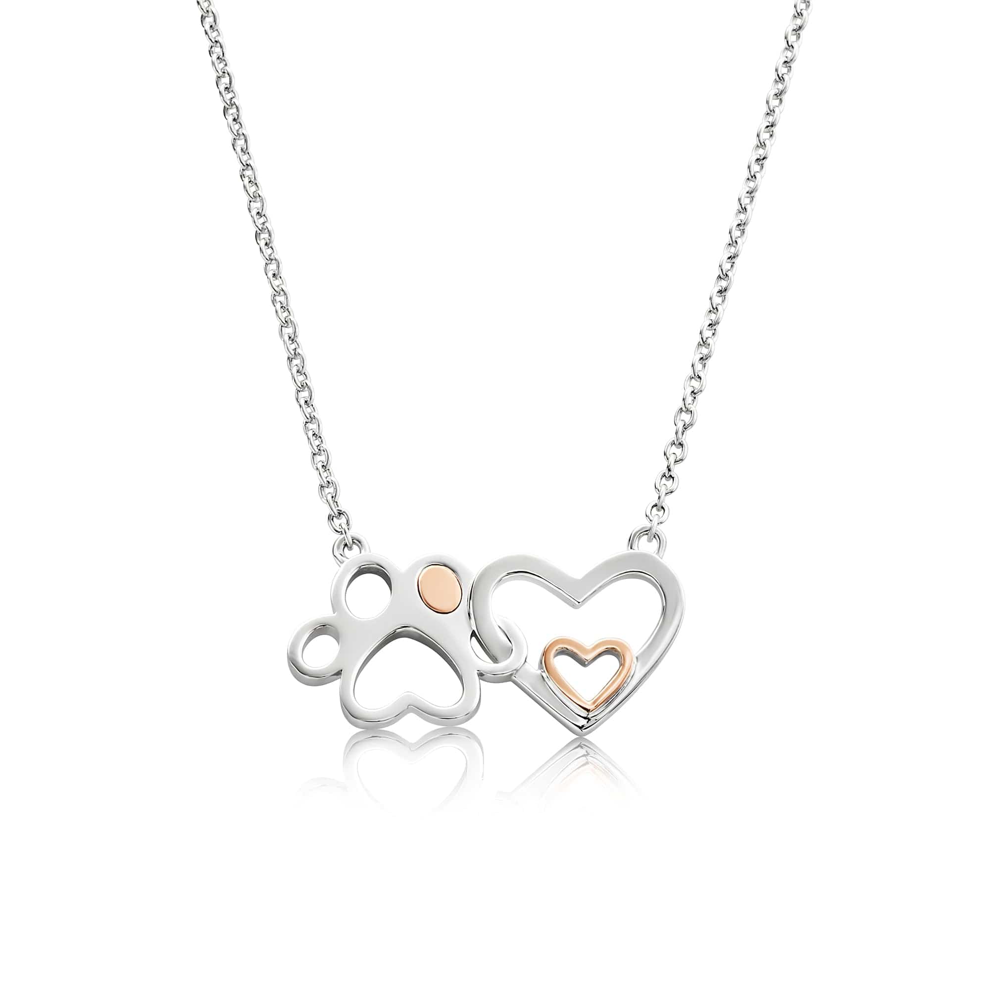 Paw Prints on My Heart Silver Necklace