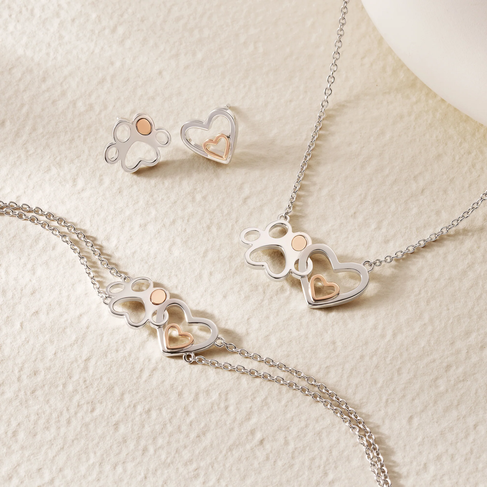 Paw Prints on My Heart Silver Necklace - Image 2