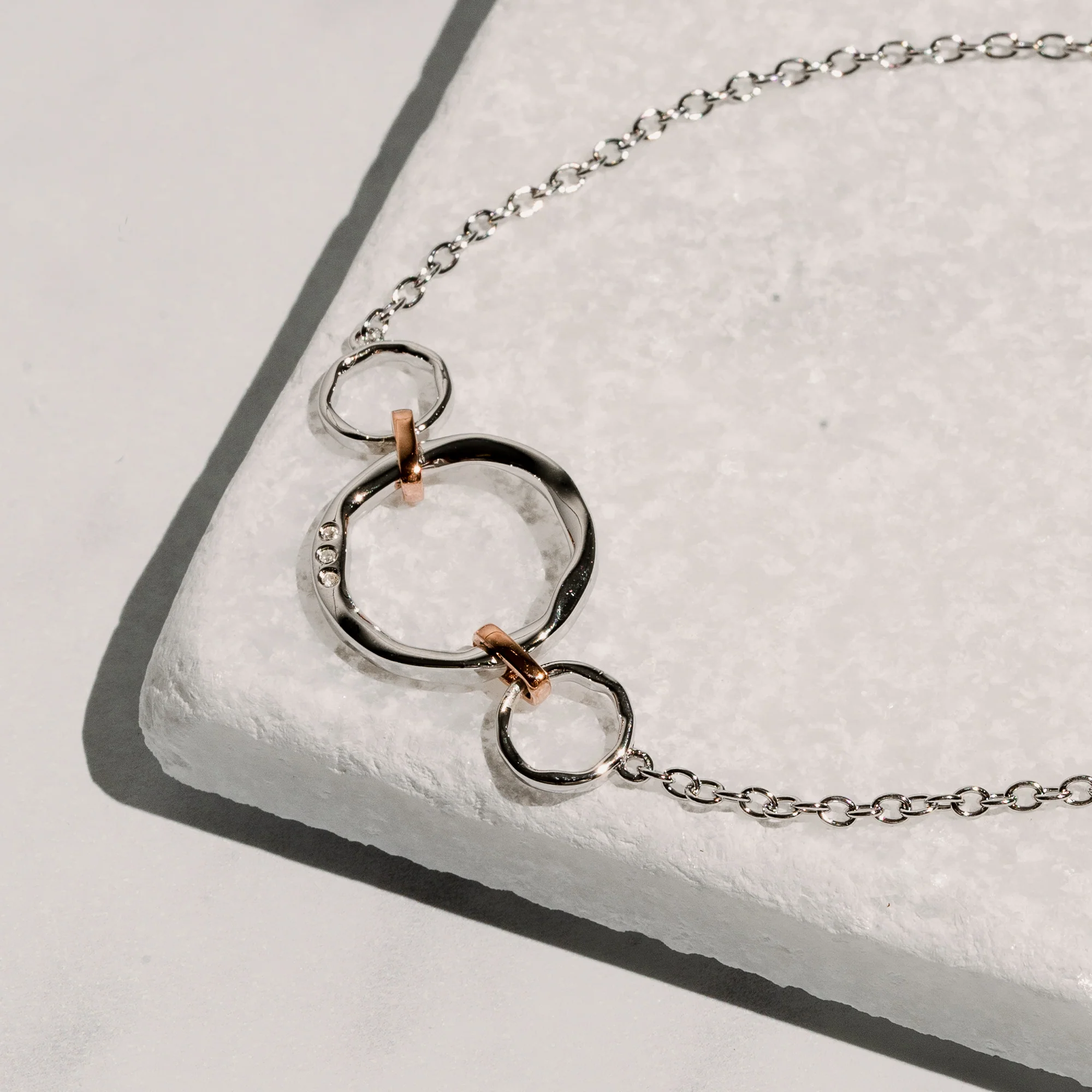Ripples Silver Triple-Hoop Bracelet with Topaz - Image 5