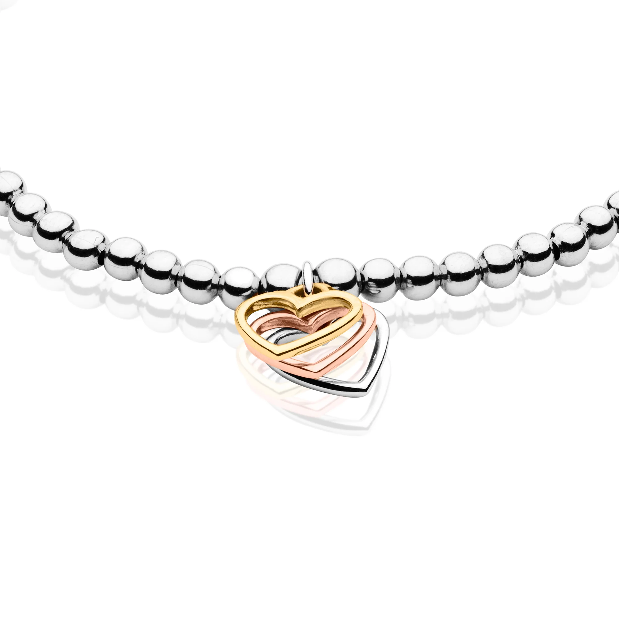 Triple Heart Gold and Silver Affinity Bead Bracelet - Image 2